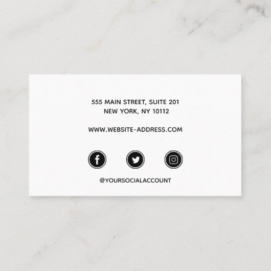 Carte De Visite Chic Floating Script Calligraphy médias sociaux (Dos)