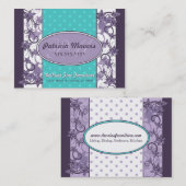 Carte de visite chic floral et de polka de point (Devant / Derrière)