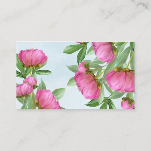 Carte De Visite Chic Floral Peony Professional QR Code (Dos)