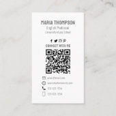 Carte De Visite Chic Floral Peony Professional QR Code Simple (Devant)