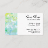 Carte De Visite *~* Chic Floral Populaire Beauté Verte Turquoise (Dos)