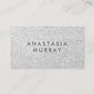 Carte De Visite Chic, Girly & Glam Grey Parties scintillant d'arge