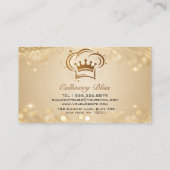 Carte De Visite Chic Glam Personal Chef Catering Gold Glitter (Dos)