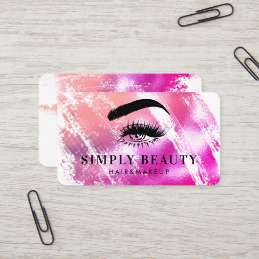 Carte De Visite Chic Glam rose Brushstroke Eyelid Beauté (Devant/Arrière en situation)