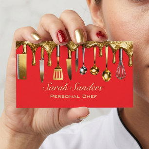 Carte De Visite Chic glamour Traiteur personnel Cuisine Paillettes