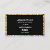 Carte De Visite Chic Glitter Mobile Spray Tans Black Gold Tanning (Dos)