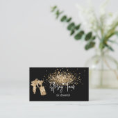 Carte De Visite Chic Glitter Mobile Spray Tans Black Gold Tanning (Debout devant)