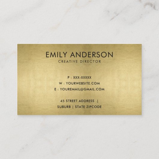 CARTE DE VISITE CHIC GOLD BRUSH STROKE CIRCLE LOGO MONOGRAM (Dos)