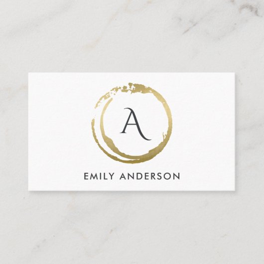 CARTE DE VISITE CHIC GOLD BRUSH STROKE CIRCLE LOGO MONOGRAM (Devant)