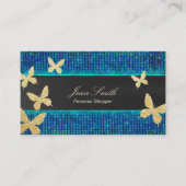 Carte De Visite Chic Gold Butterflies Turquoise & Blue Personal Sh (Devant)
