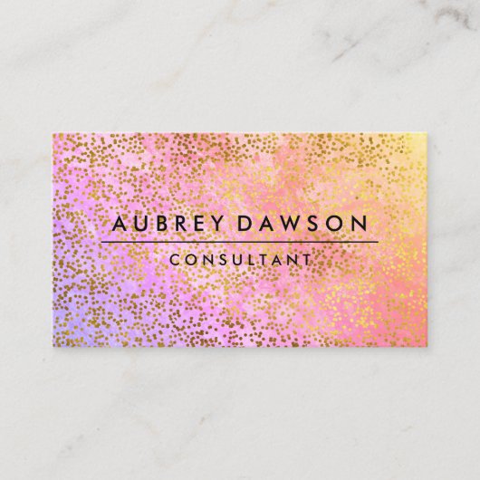 Carte De Visite Chic Gold Confetti Pink Purple Blend (Devant)