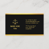 Carte De Visite Chic Gold et Black Lawyer Business (Devant)