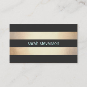 Carte De Visite Chic Gold Foil look Black Stried Moderne