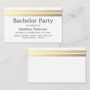 Carte De Visite Chic Gold Foil Stripes Bachelor Party Bicket