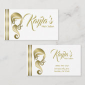 Carte De Visite Chic Gold Glam Beauté Fille Coiffure & maquillage  (Devant / Derrière)