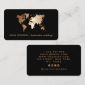 Carte De Visite Chic Gold Gradient World Map Global Travel Agent (Devant / Derrière)