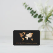 Carte De Visite Chic Gold Gradient World Map Global Travel Agent (Debout devant)