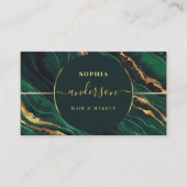 Carte De Visite Chic Gold Logo cercle & Dark Green Agate Parties s (Devant)