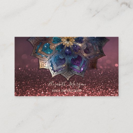 Carte De Visite Chic Gold Mandala Yoga Instructeur Bokeh (Devant)