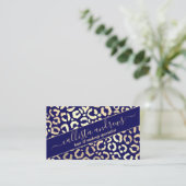Carte De Visite Chic Gold Navy Blue Leopard Cheetah Poster de anim (Debout devant)