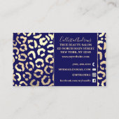 Carte De Visite Chic Gold Navy Blue Leopard Cheetah Poster de anim (Dos)