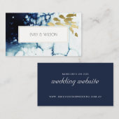 CARTE DE VISITE CHIC GOLD NAVY UNDERWATER SEA FISH MARIAGE SITE WE (Devant / Derrière)