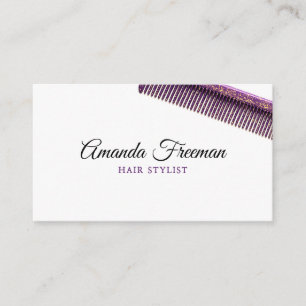 Carte De Visite Chic Gold & Purple Comb Liste de cheveux