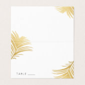 Carte De Visite Chic Gold Tropical Palm Feuille Place Card (Extérieur déplié)
