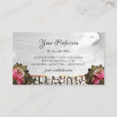 Carte De Visite Chic Grain de bois blanc rose Roses d'arbre nature (Dos)