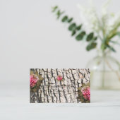 Carte De Visite Chic Grain de bois blanc rose Roses d'arbre nature (Debout devant)
