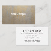 Carte De Visite Chic Gray Satin professionnel en or (Devant / Derrière)