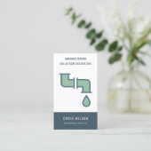 CARTE DE VISITE CHIC GREEN NAVY PLUMBER SERVICE PIPES PLUMBER (Debout devant)
