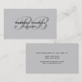Carte de visite Chic Grey Monogram Script Manager (Devant / Derrière)