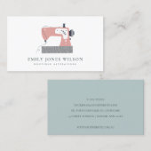 CARTE DE VISITE CHIC GRIS PEACH BLUSH PINK SEWING MACHINE TAILEUR (Devant / Derrière)