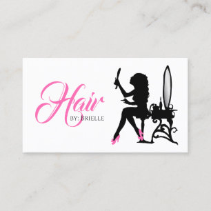 Carte De Visite Chic Hair Salon Styliste des cheveux roses et noir
