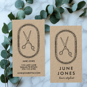 Carte De Visite Chic Hair Styliste Ciseaux Salon Minimal Kraft