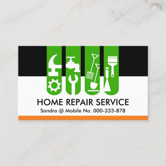 Carte De Visite Chic Handyman Outils Onglet Rénovation (Devant)