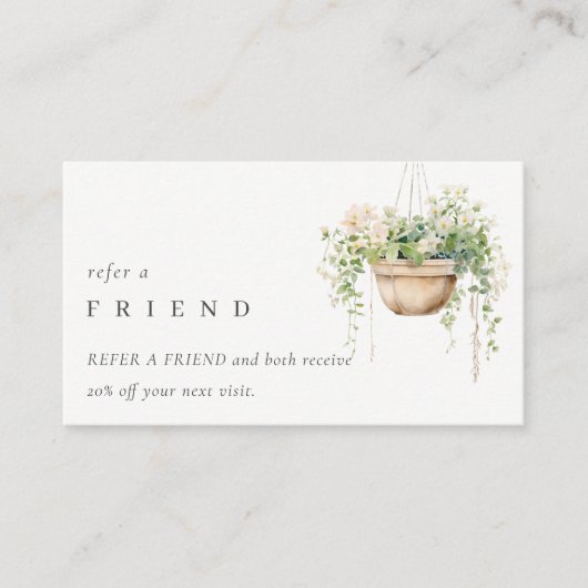 Carte De Visite Chic Hanging Floral House Plantes Référer Un Ami (Devant)