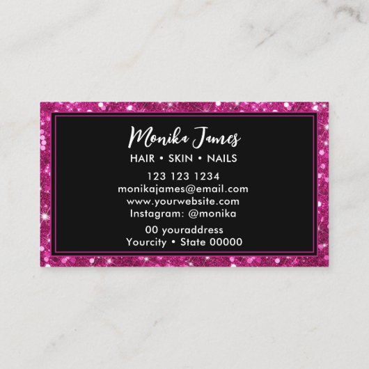 Carte De Visite Chic Iridescente rose Parties scintillant Monogram (Dos)