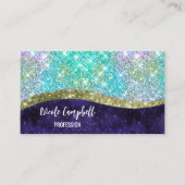 Carte De Visite Chic irisé violet bleu faux parties scintillant mo (Devant)