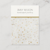 Carte De Visite Chic Ivoire Or Terrazzo Marbre Texture Collier (Devant)