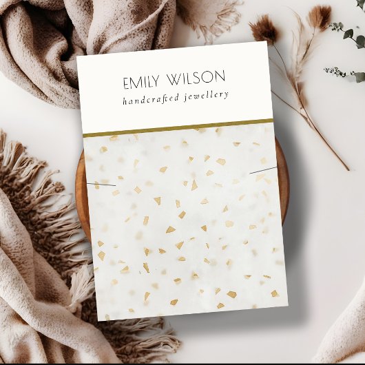 Carte De Visite Chic Ivoire Or Terrazzo Marbre Texture Collier