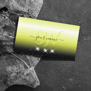 Carte De Visite Chic Jaune Noir Gradient Bijoux étincelants Initia