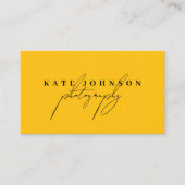 Carte De Visite Chic Jaune Signature Script QR Code Médias sociaux (Devant)