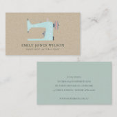 CARTE DE VISITE CHIC KRAFT AQUA BLUE PINK SEWING TAILEUR (Devant / Derrière)