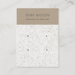 CARTE DE VISITE CHIC KRAFT BLANC TERRAZZO 2 SUPPORT DE BOUCLES D'O