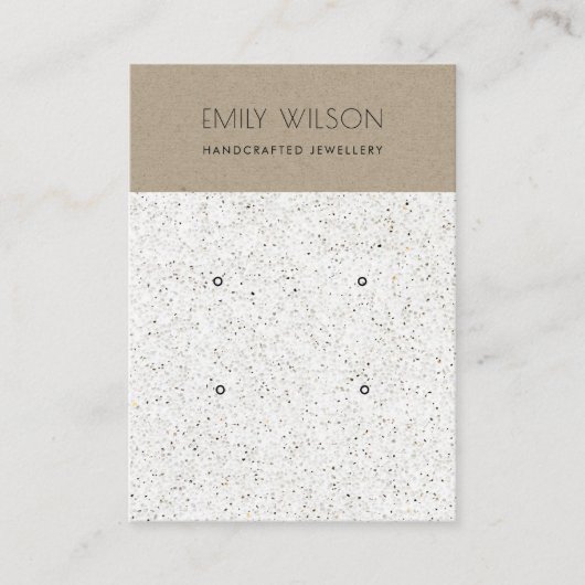 CARTE DE VISITE CHIC KRAFT BLANC TERRAZZO 2 SUPPORT DE BOUCLES D'O (Devant)