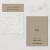 CARTE DE VISITE CHIC KRAFT BLANC TERRAZZO 2 SUPPORT DE BOUCLES D'O (Devant / Derrière)