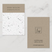 CARTE DE VISITE CHIC KRAFT WHITE TERRAZZO 2 EARRING AFFICHER LOGO (Devant / Derrière)