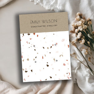 CARTE DE VISITE CHIC KRAFT WHITE TERRAZZO 2 EARRING DISPLAY LOGO